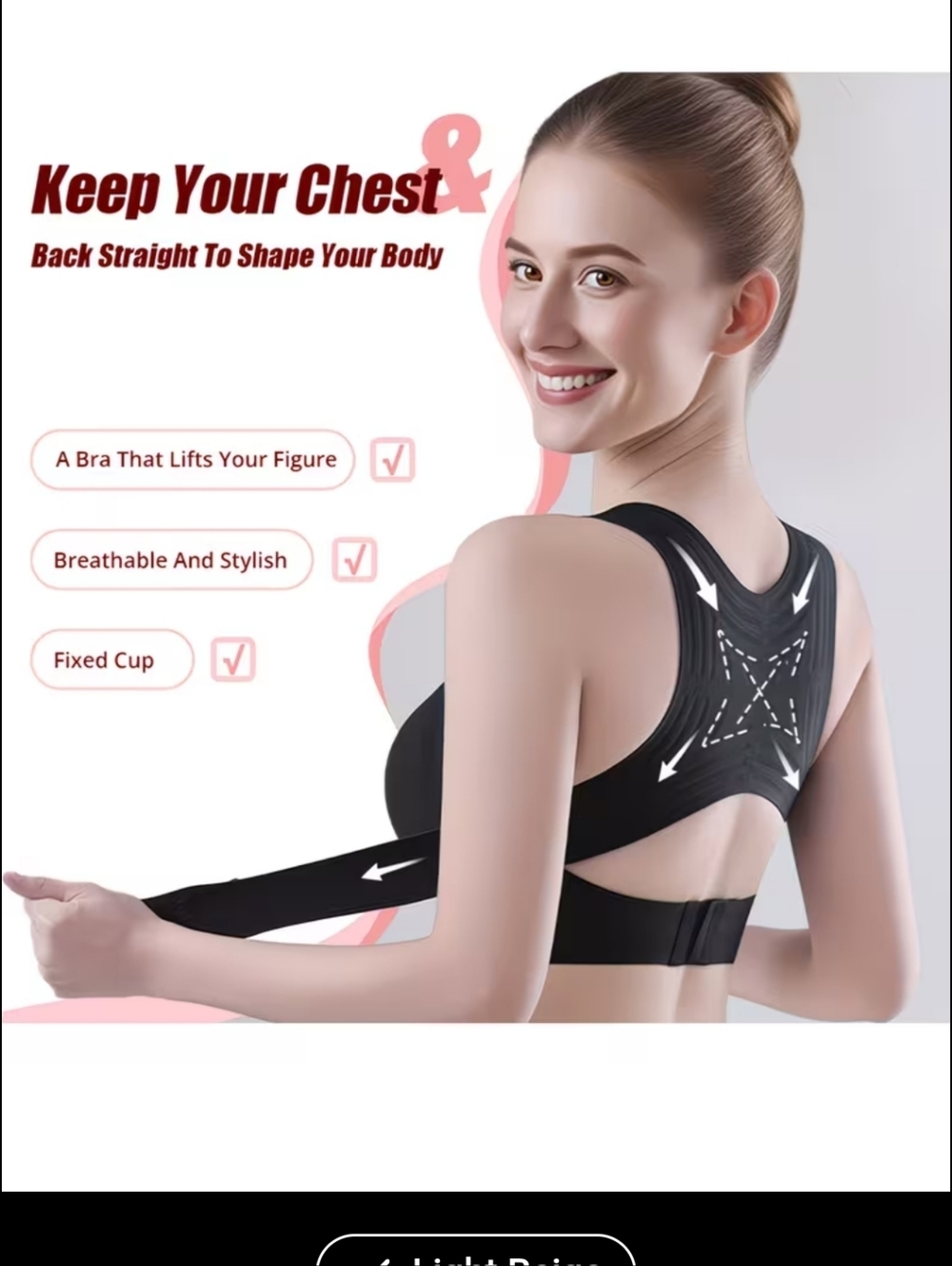 Source Unknown Black Seamless Racerback Bralette For POSTURE correction - Picture 4 of 12